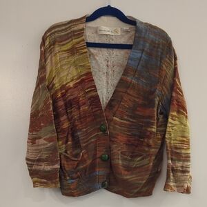 Anthropologie Linen And Cotton Cropped Sweater